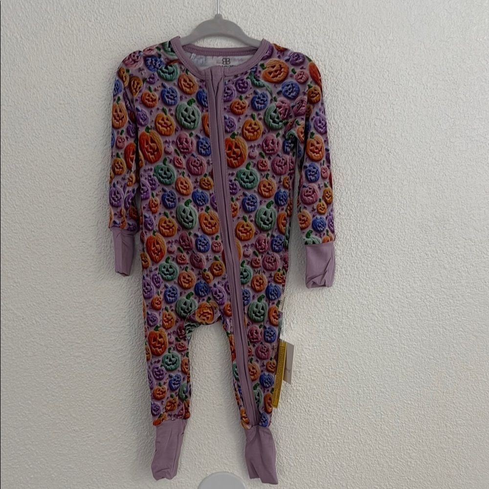 NWT-Halloween Pumpkin Print double zip One Piece- size 9-12months